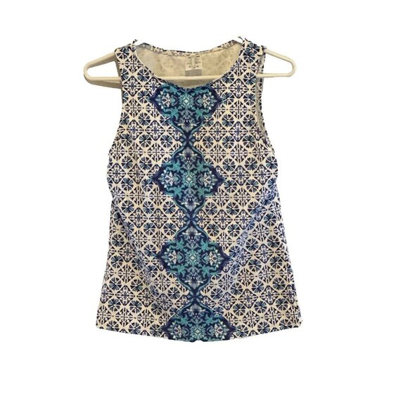 NWOT Lands’ End Womens Deep Sea Medallion High Neck Tankini Swim Top Size 6 - Picture 1 of 7